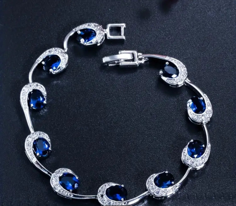Blue Swirl Crystal Zircon Bracelet