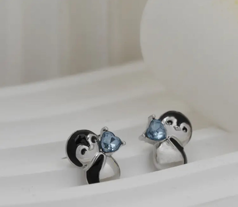 Hold My Heart Penguin Earrings