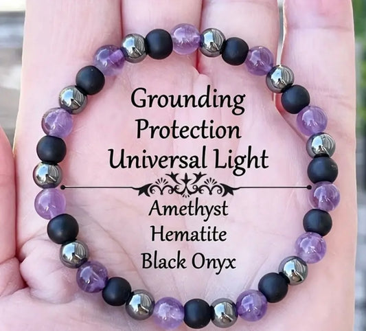 Purple Black Onyx Stretch Bracelet