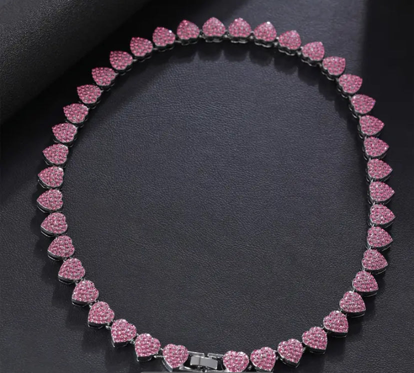 Pink Pave Heart Me Necklace