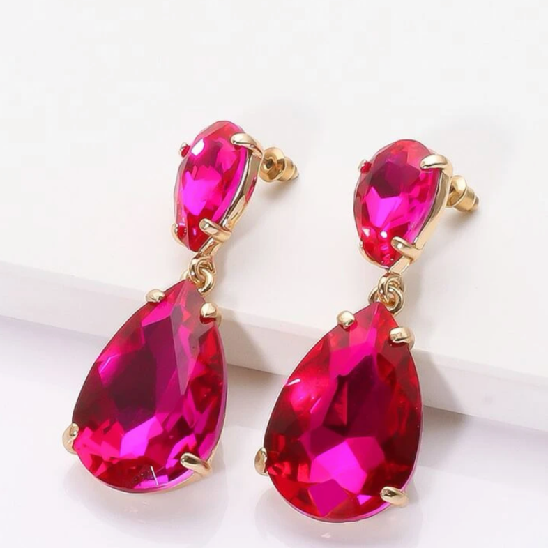 Fuchsia crystal drop earrings