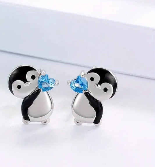 Hold My Heart Penguin Earrings