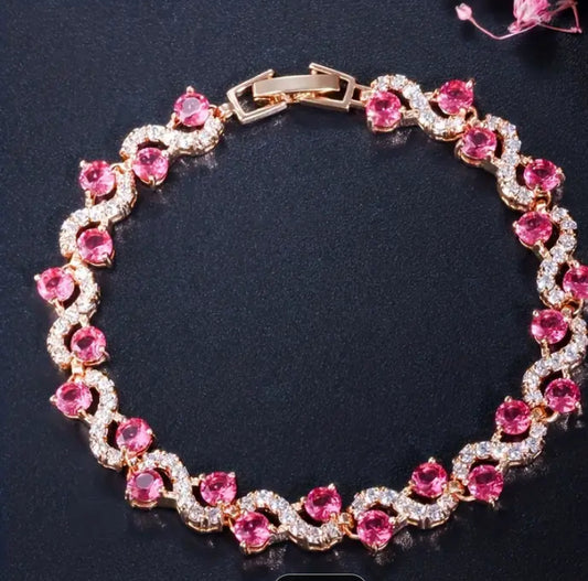 Pink Swirl Zircon Bracelet