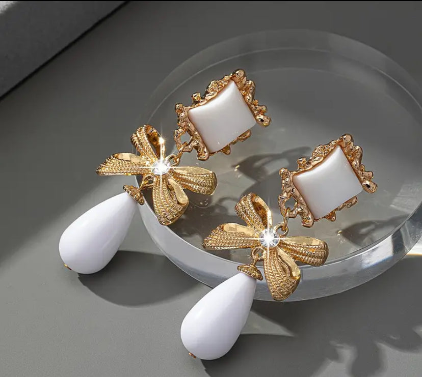 Bedazzled Bow Clip on earrings