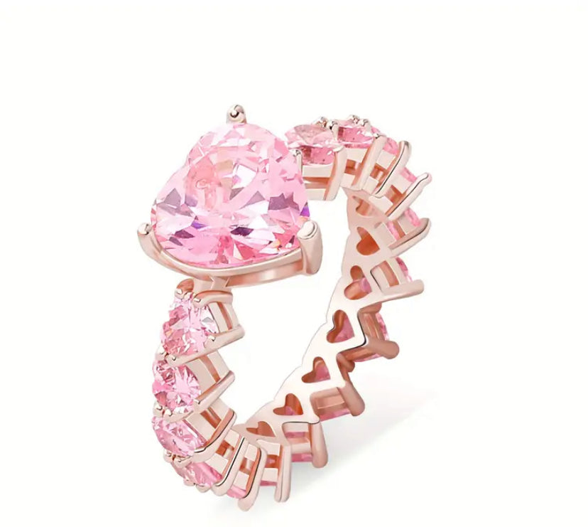 Pink Ice Heart Ring