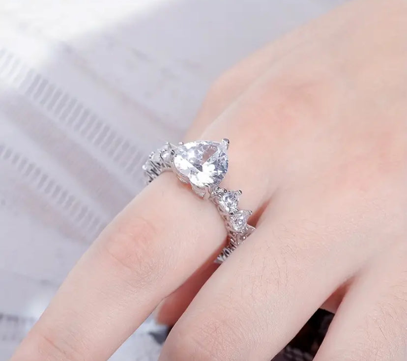 Crystal Ice Heart Ring