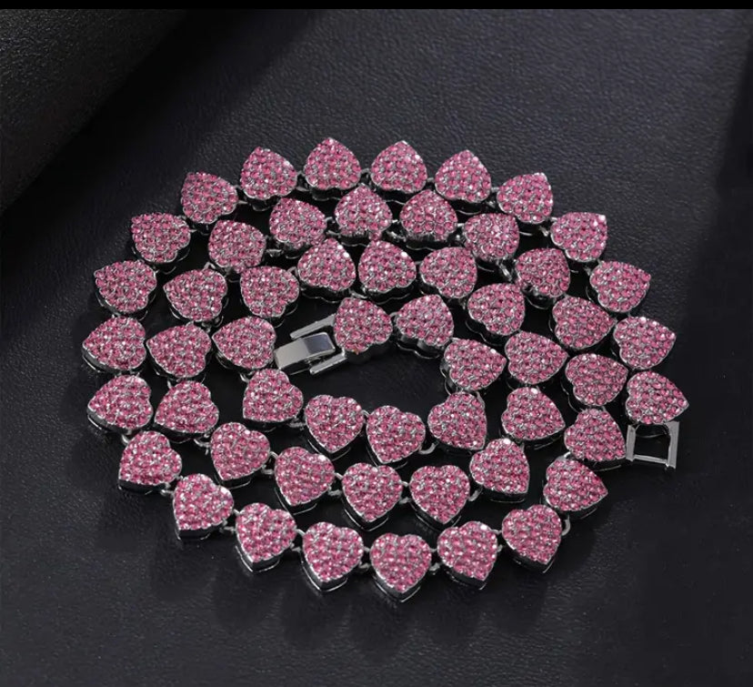 Pink Pave Heart Me Necklace