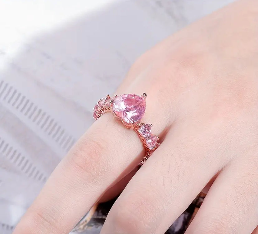 Pink Ice Heart Ring