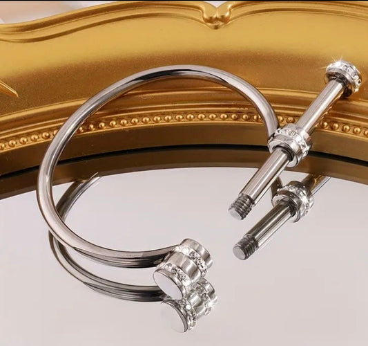 Locked In Crystal Horseshoe Bangle